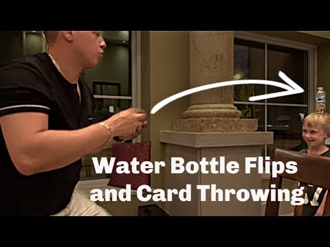 Water Bottle Flips and Card Throwing Trick Shot Challenge W Rick Smith Jr|Colin Amazing