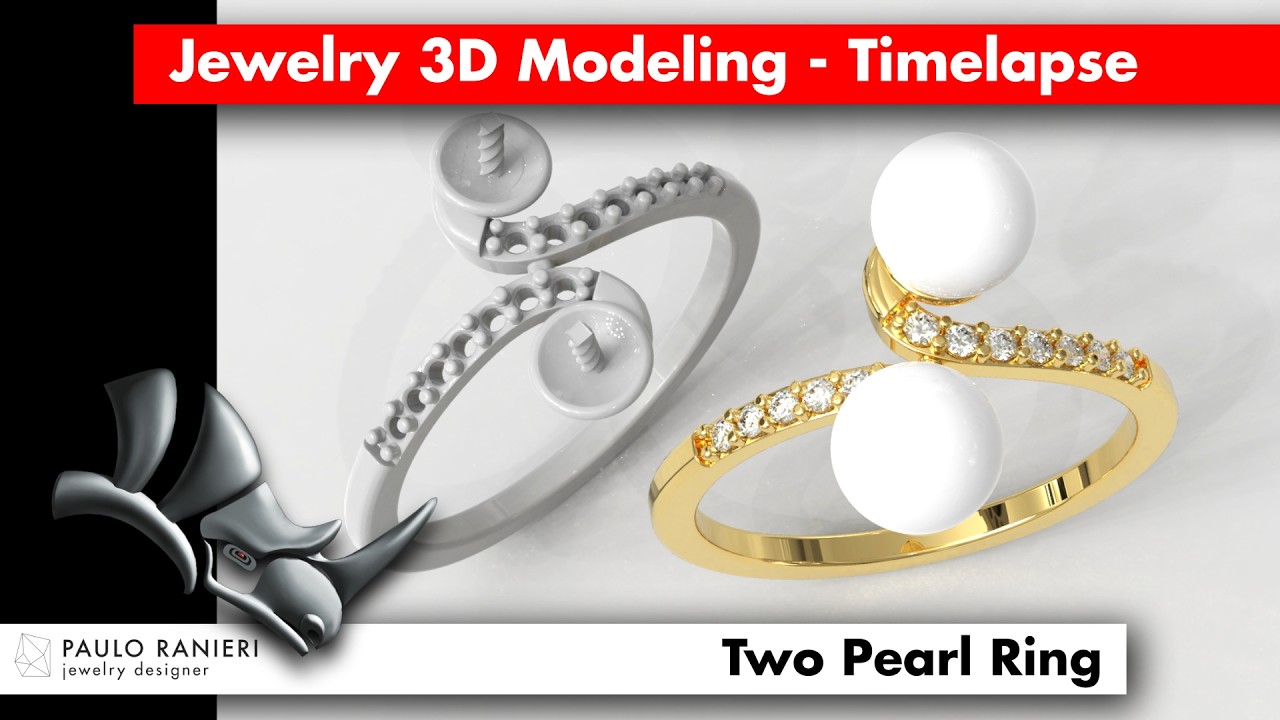 2 Pearl Modern Ring 3D Print Model