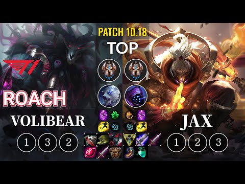 T1 Roach Volibear vs Jax Top - KR Patch 10.18