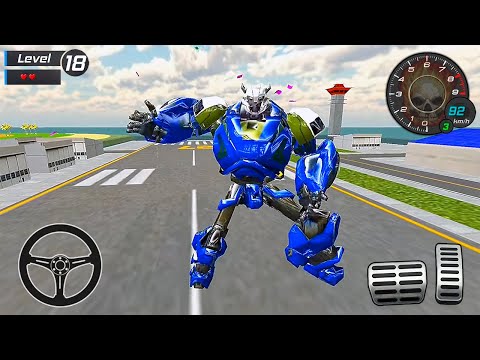 Flying Tiger Robot Car Motorcycle Transform: Blue Robot Games - Android Gameplay