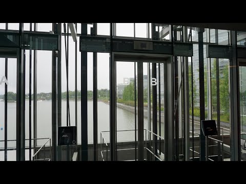 4x scenic KONE Destination traction elevators @ KONE Corporation, Espoo, Finland