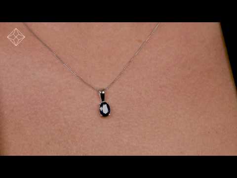 Sapphire 7 x 5mm 18K White Gold Pendant - FER24 UY