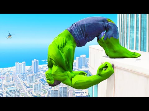 HULK CRAZY JUMPS/FALLS #2 (GTA 5 Hulk Fails)