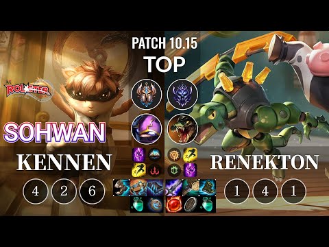 KT SoHwan Kennen vs Renekton Top - KR Patch 10.15