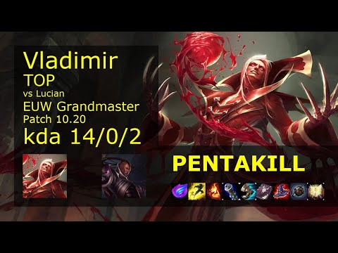 Vladimir vs Lucian Top - EUW Grandmaster 14/0/2 Patch 10.20 Gameplay