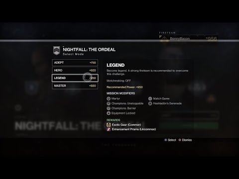 Destiny 2 Nightfall: The Ordeal 950 Legend 100,000 score