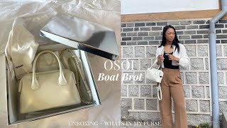 What's In my Purse | Osoi Boat Brot Unboxing + Review 오소이 가방 Korean Brand | Pricing  + Wear & Tear