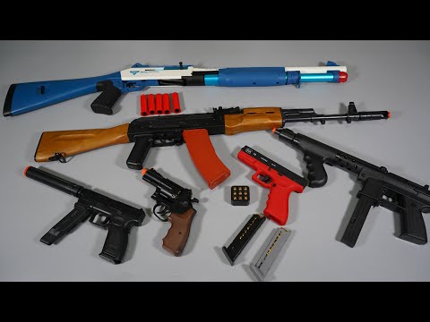 Deadpool Color Glock 18C Toy Gun - Benelli M4 shell ejecting Shot Gun -Realistic Toy Guns Collection