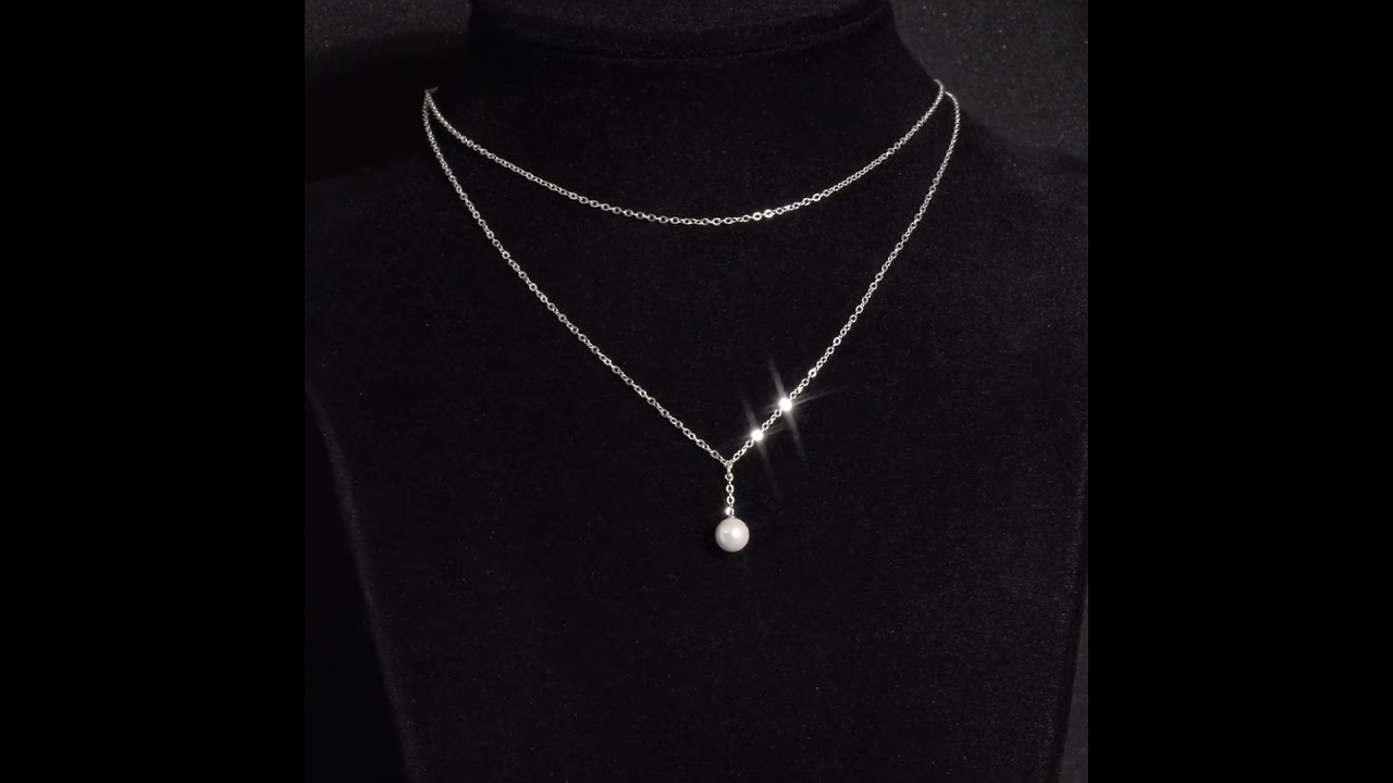 Dây chuyền DCJ82 layer bạc 925 charm ngọc trai ChariotJewelry