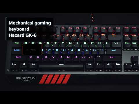 Mechaninė klaviatūra žaidimams Canyon Hazard GK-6, Mėlyna Switch, LED, RU išdėstymas video