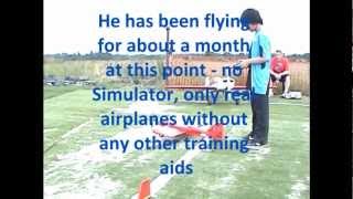 11 year old Farhan flying his second plane - a low wing fun fly