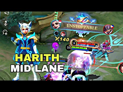 UNSTOPPABLE BUILD FOR MID LANE HARITH ! TOP 1 LOCAL RANK HARITH - MLBB
