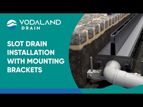 Vodaland - Slot-Drain installation with mounting brackets