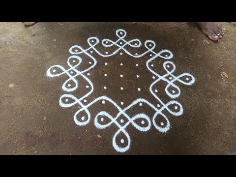 9 x 1 dots elegant traditional simple kambi kolam | sikku kolam | SathyaSelva Arts