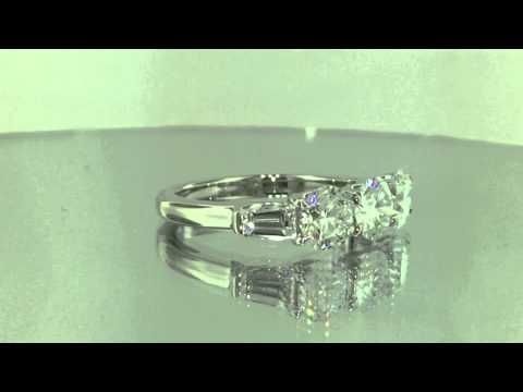 Round cut diamonds, tapered baguette side stones, 5stone platinum ring - jon5th band127