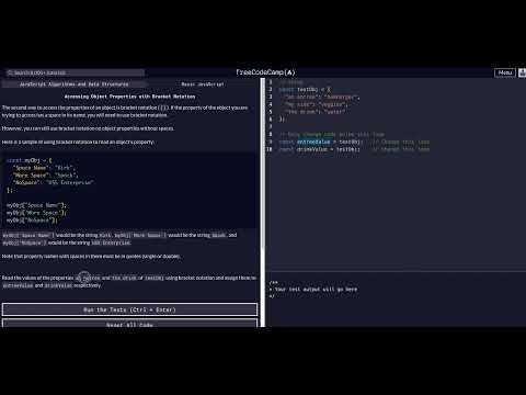 Accessing Object Properties With Bracket Notation Free Code Camp Help Basic Javascript Data Fcc