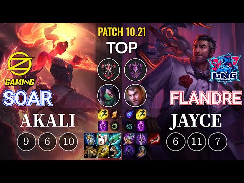 OZ SoaR Akali vs LNG Flandre Jayce Top - KR Patch 10.21