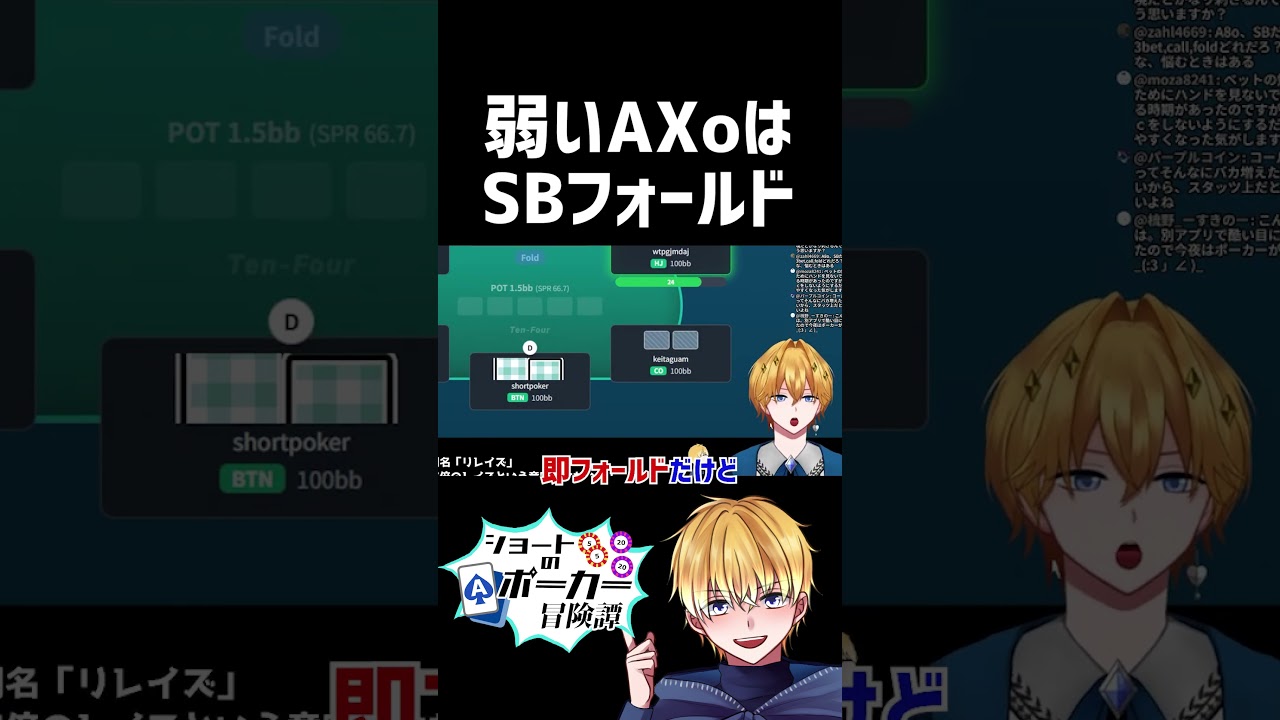 弱いAXoはSBフォールド（vsOpenRaise）#poker #ポーカー