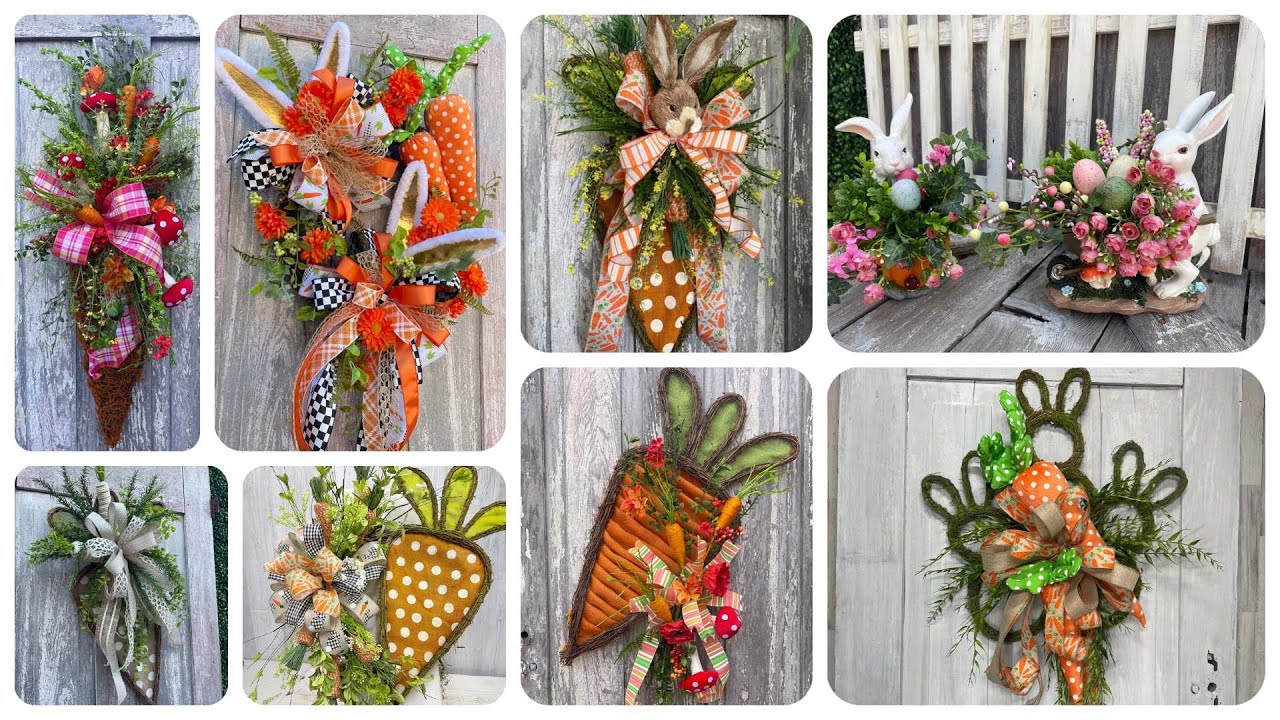 Spring Decor Ideas| Adorable Carrot Floral Centerpieces and Wreaths