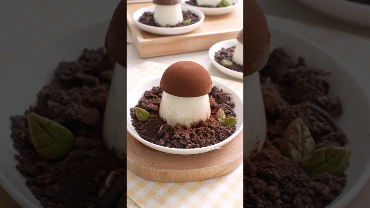 きのこですか？🍄‍🟫いいえプリンです🍮#お菓子作り#プリン#pudding #sweet #shorts