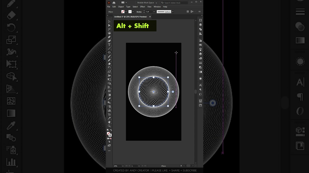 Colorful Gradient Abstract Shape Geometric Design Illustrator Tutorial Adobe CC 2020 #shorts