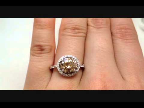 3.29 ctw Round Brilliant Natural Chocolate-VS2 Diamond Engagement Ring - BigDiamondsUSA