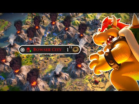 Civ 6 | TRAPPED In A Ring Of Volcanoes, Bowser’s Castle Is HOT – (#1 Deity Bowser Civilization VI)