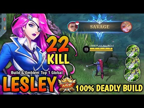 22 Kills + SAVAGE!! One Shot Build with New OP Emblem 100 Deadly - Build Top 1 Global Lesley