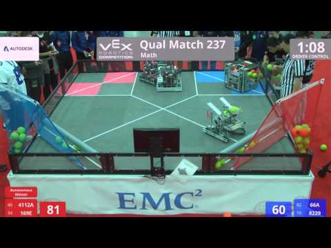 VEX Worlds 2016 - VRC High School - Math - Qual 237 (4112A 169E) 242 vs 230 (66A 8229)