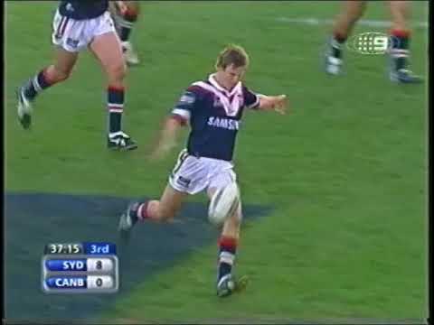 Justin Hodges try, 2004 NRL Qualifying Final, Sydney Roosters vs. Canberra Raiders.
