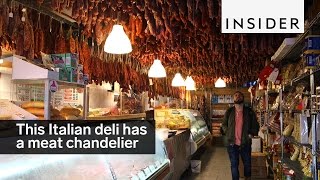 This Italian deli in the Bronx has a meat chandelier