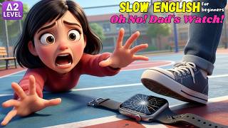 Isa Broke Dad's Smartwatch at School... WHAT Should She Do? | Slow English Story for Beginners