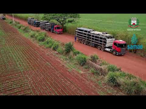 Tangará recebe mais de 30 carretas com tubos e obras de adução do Sepotuba devem iniciar nas próximas semanas