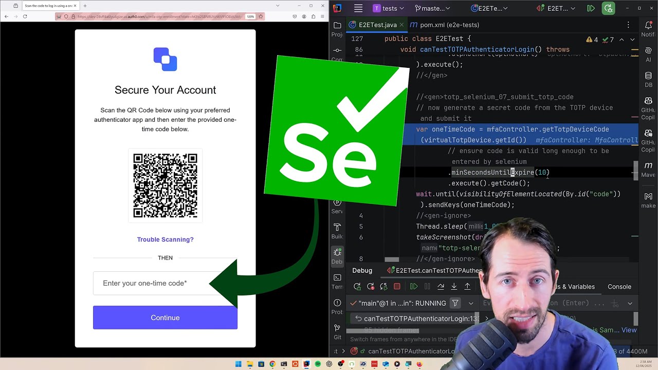 Selenium MFA testing tutorial for OTP codes in Java thumbnail