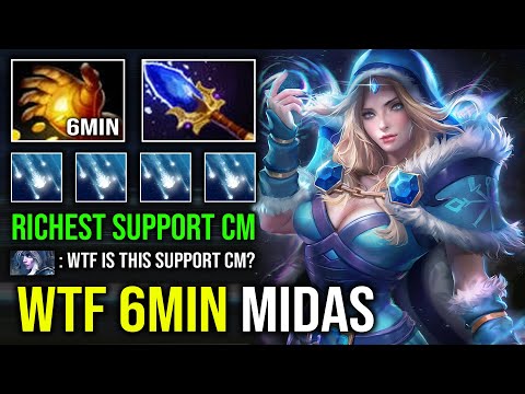 WTF 6Min Midas Super Rich Support CM 90% Freeze Field Slow AOE Raining Ice Counter ALL Dota 2
