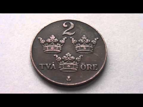 2 TVA Öre coin of Sweden from 1927 in HD