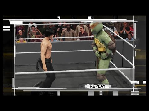 Bruce Lee vs. Michelangelo (WWE 2k19) - CPU vs. CPU - Epic Battle 💯 🐲 - Dragon Fights 🐉