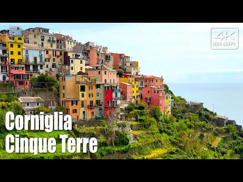 🇮🇹 Corniglia: walking tour, hiking to Vernazza, Cinque Terre, Spring April 4K HDR Italy (subtitles)
