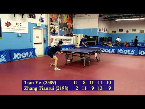 Men's Singles RR: Tian Ye (2589) vs Zhang Tianrui (2198) at ICC Joola Winter Open on 2019-11-10