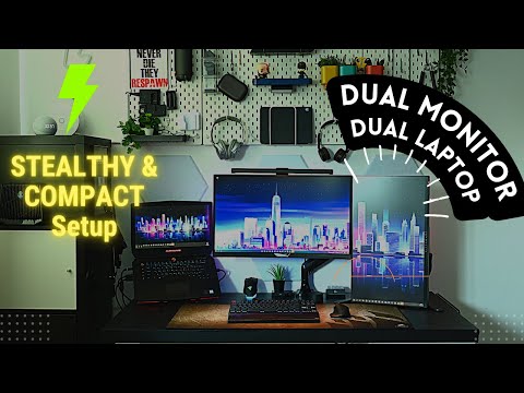 Dual Monitor Dual Laptop Desk Setup for Multitasking