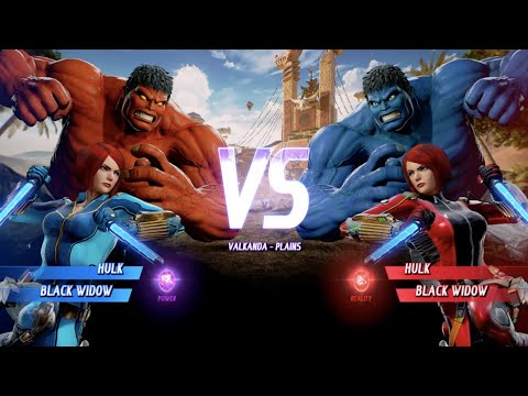 Black widow and Red Hulk vs Black Widow and Blue Hulk - MARVEL VS. CAPCOM: INFINITE