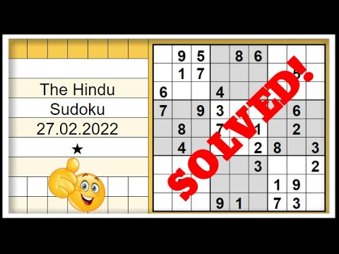 🔊How to Solve The Hindu Sudoku 1 Star | Step by Step Solution | 27.02.2022| Difficulty Level  ★