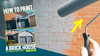 How To Paint Exterior Brick House with Only Brush & Roller. Painting A BRICK HOUSE Makeover.