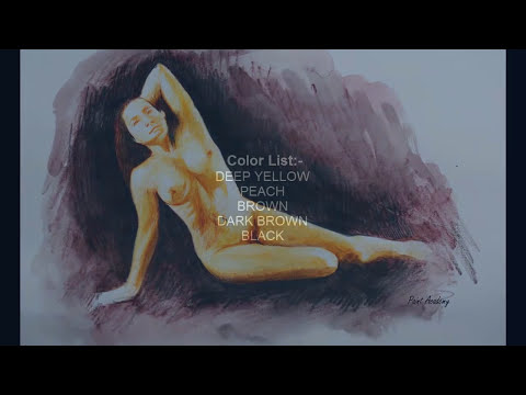 Mountains and Pine Tress Watercolor Pencil Landscape Drawing | steps to follow