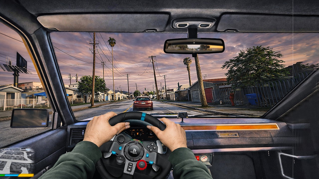 POV - Realistic Car Driving | Grand Theft Auto VI | POV Drive | Steering Wheel GamePlay