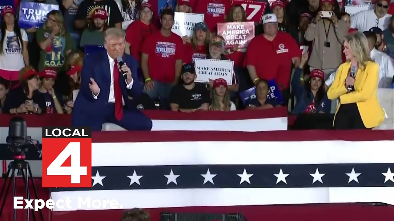 Former President Donald Trump makes stop in Warren