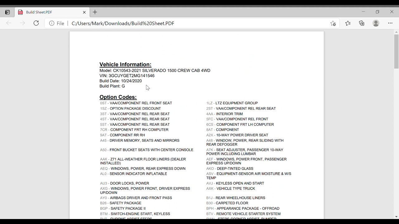 Get the GM RPO list for your vehicle