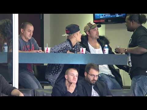 Justin Bieber at Hurricanes-Maple Leafs game