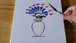 Simple Flower Vase Painting / Acrylic Painting Demo For Beginners / Project 100 Days / Day #68