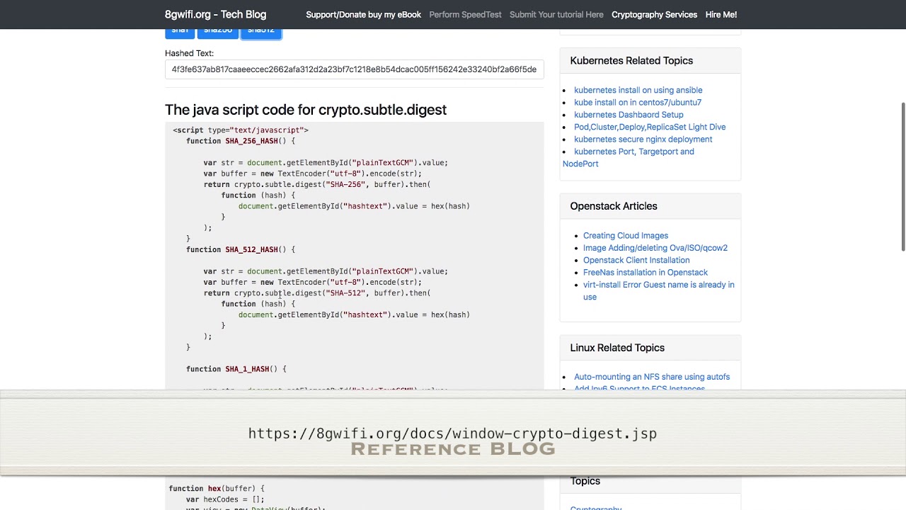web crypto tutorial digest hashing example